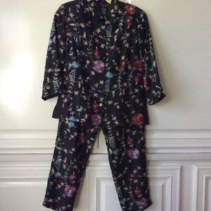 EMBROIDERED SILK JACKET AND PANTS OUTFIT